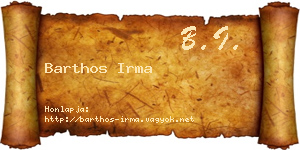 Barthos Irma névjegykártya